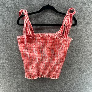 Shein Shirt Womens 2X Red Gingham Stretch Tube Top Bohemian Plus Sz Cropped